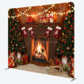 Aperturee - Aperturee Christmas Tree Warm Mantel Tension Fabric Backdrop